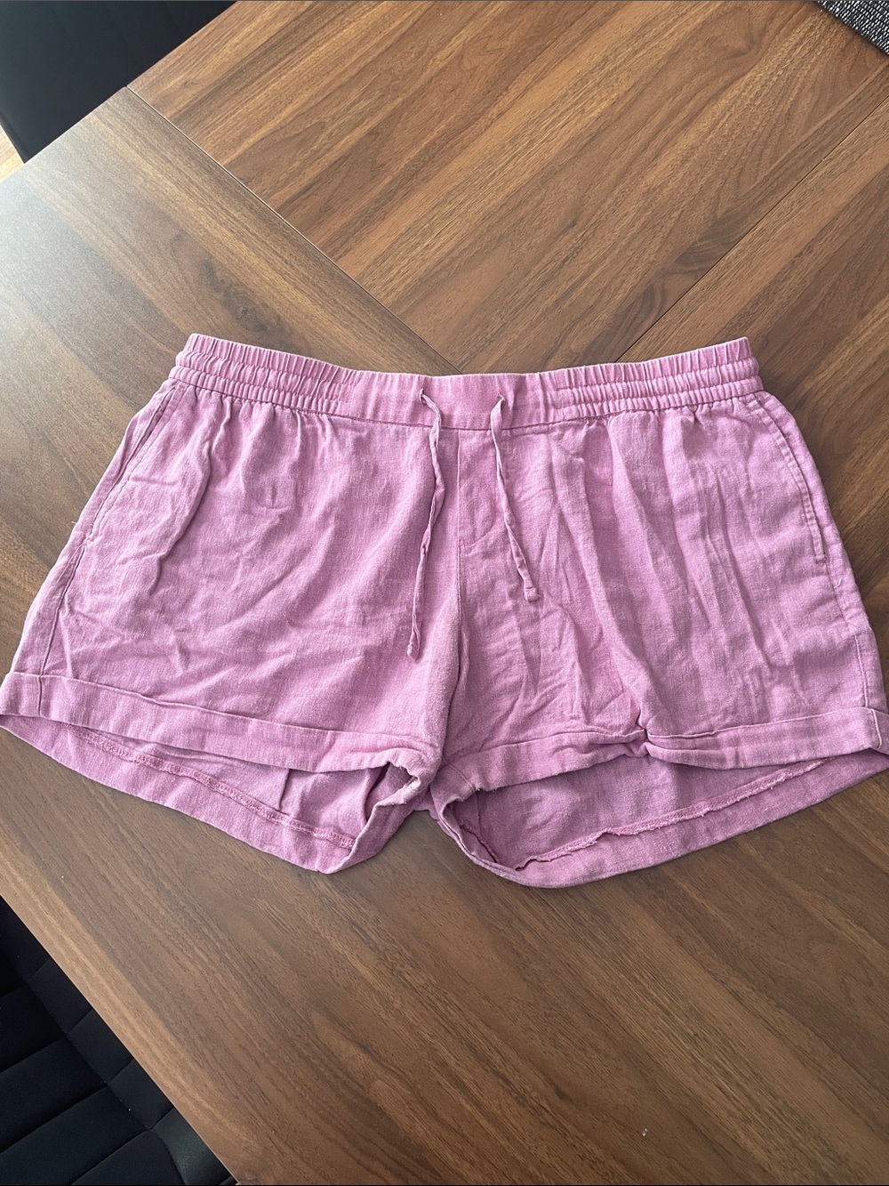 Pink / purple linen drawstring shorts